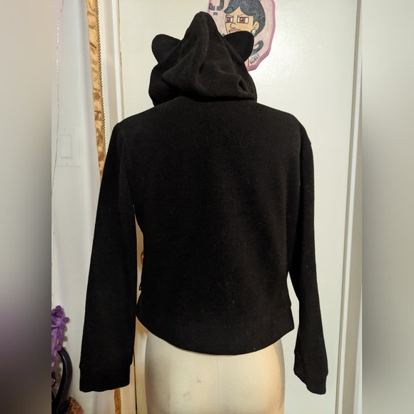 Black Hoodie with Pink Paw Mittens - Picture 3 of 5